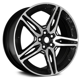 Replikaz® - Double 5-Spoke Machined Face with Painted Black Spoke Inset and Painted Black Pockets 19x8 Alloy Factory Wheel - Replica