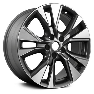 Replikaz® - 5 V-Spoke Machined Face with Painted Gray Spoke Inset and Painted Gray Pockets 18x7.5 Alloy Factory Wheel - Replica