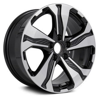 Replikaz® - 5-Spoke Machined Face with Painted Black Spoke Inset and Painted Black Pockets 17x7.5 Alloy Factory Wheel - Replica