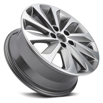10 Turbine-Spoke Gray with Machined Face 17x7 Alloy Factory Wheel, Replica - Angle View