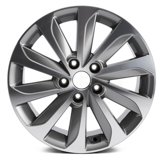 10 Turbine-Spoke Gray with Machined Face 17x7 Alloy Factory Wheel, Replica - Angle View