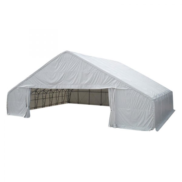 Rhino Shelter® - Peak Style 65' W x 49' L x 26' H White/White Shelter Main Cover