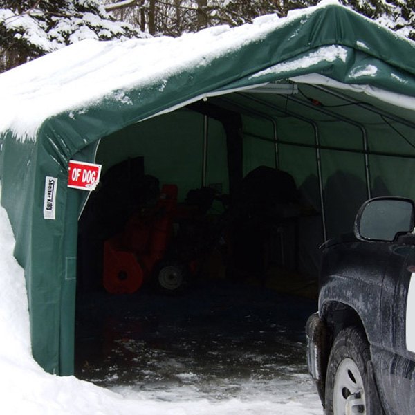 Rhino Shelter® - House Style 10' W x 20' L x 8' H Green 1 Car Instant Garage