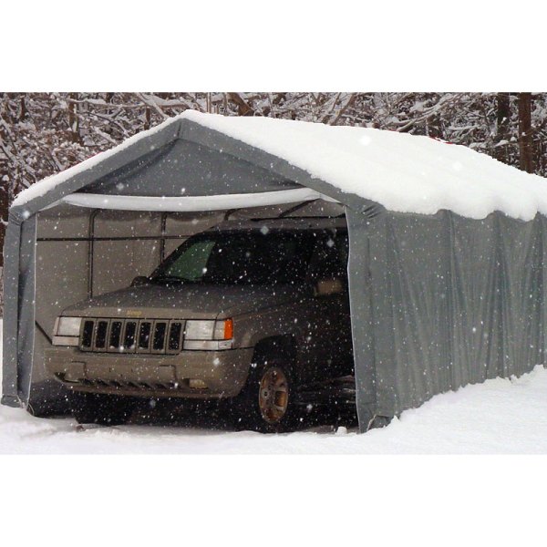 Rhino Shelter® - House Style 10' W x 20' L x 8' H Gray 1 Car Instant Garage