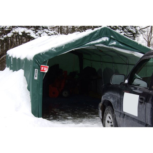 Rhino Shelter® - House Style 12' W x 20' L x 8' H Green 1 Car Instant Garage