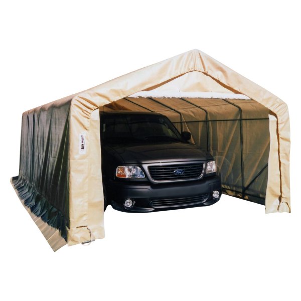 Rhino Shelter® - House Style 12' W x 20' L x 8' H Tan 1 Car Instant Garage