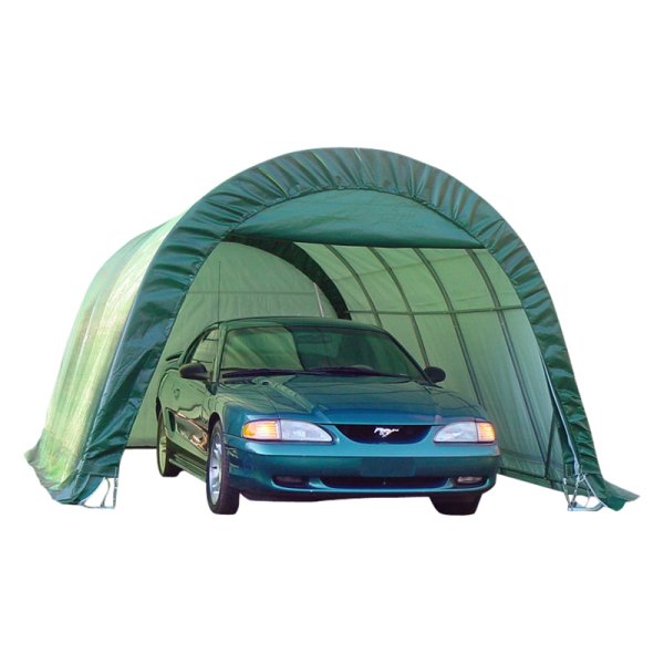Rhino Shelter® - Round Style 12' W x 20' L x 8' H Green 1 Car Instant Garage