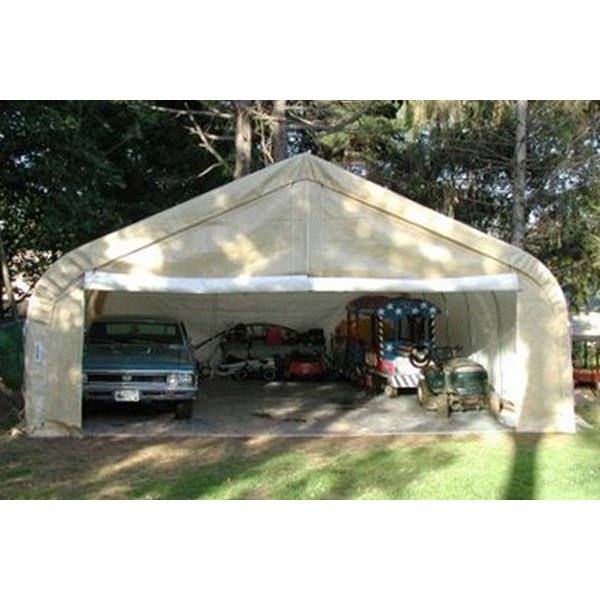 Rhino Shelter® - 22' W x 24' L x 12' H Tan Two Car/Workshop Garage House