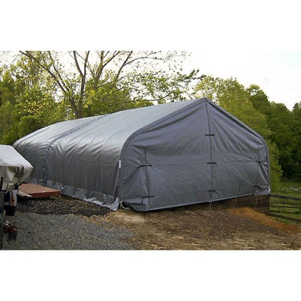 Rhino Shelter® - 22' W x 48' L x 12' H Gray Joined Two Car Workshop
