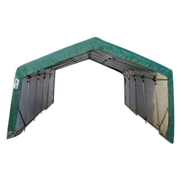 Rhino Shelter® - House Style 12' W x 20' L x 8' H Green Horse/Livestock Run In Shelter House