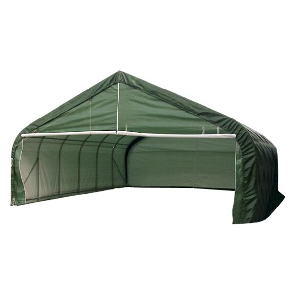 Rhino Shelter® - House Style 22' W x 24' L x 12' H Green Horse/Livestock Run In Shelter House