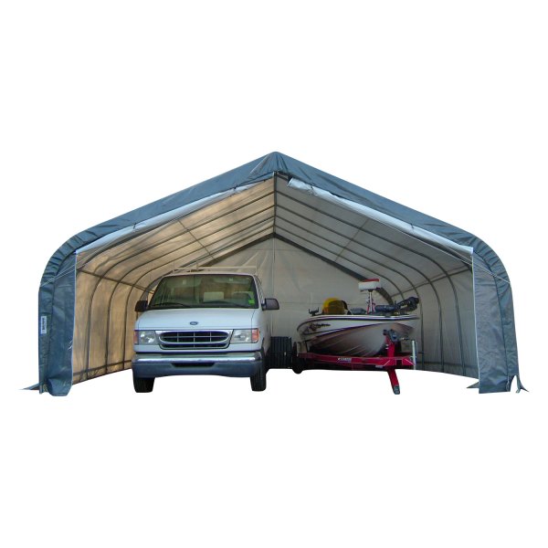 Rhino Shelter® - House Style 22' W x 24' L x 12' H Gray Horse/Livestock Run In Shelter House