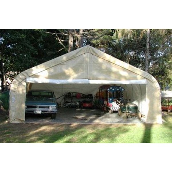 Rhino Shelter® - House Style 22' W x 24' L x 12' H Tan Horse/Livestock Run In Shelter House