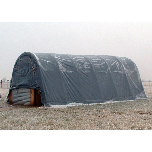 Rhino Shelter® - Round Style 14' W x 30' L x 12' H Gray Utility Building