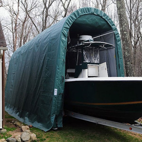 Rhino Shelter® - Round Style 14' W x 36' L x 15' H Green RV/Boat Garage