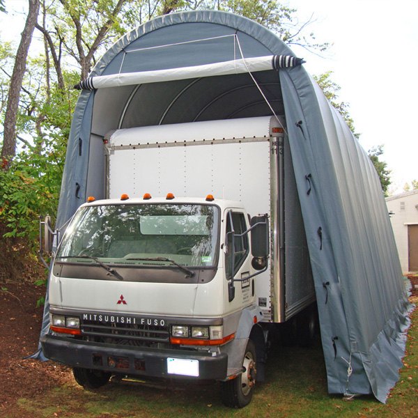 Rhino Shelter® - Round Style 14' W x 36' L x 15' H Gray RV/Boat Garage