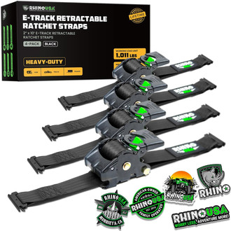 Rhino USA® - 2" x 10' Retractable E-Track Ratchet Straps