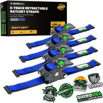 Rhino USA® - 2" x 10' Retractable E-Track Ratchet Straps