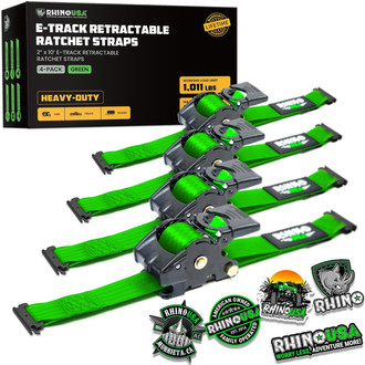 Rhino USA® - 2" x 10' Retractable E-Track Ratchet Straps