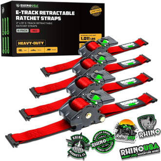 Rhino USA® - 2" x 10' Retractable E-Track Ratchet Straps