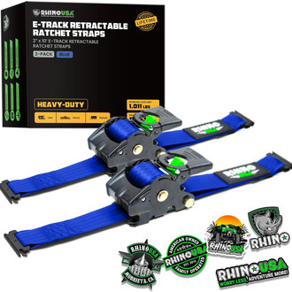 Rhino USA® - 2" x 10' Retractable E-Track Ratchet Straps