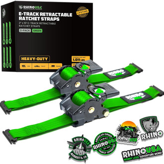 Rhino USA® - 2" x 10' Retractable E-Track Ratchet Straps