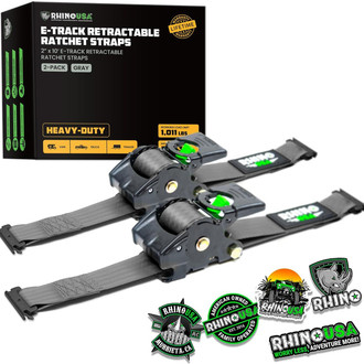 Rhino USA® - 2" x 10' Retractable E-Track Ratchet Straps