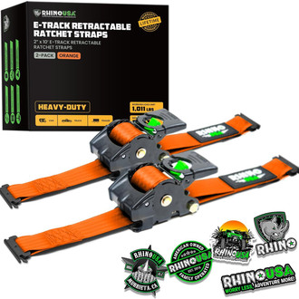 Rhino USA® - 2" x 10' Retractable E-Track Ratchet Straps
