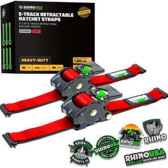 Rhino USA® - 2" x 10' Retractable E-Track Ratchet Straps
