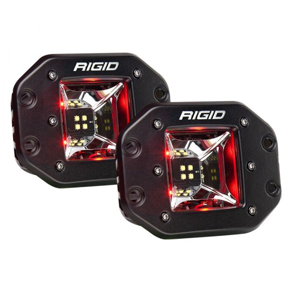 Rigid Industries® - Radiance Series Flush Mount 3"x3" 2x30W Scene Beam LED Lights with Red Backlight