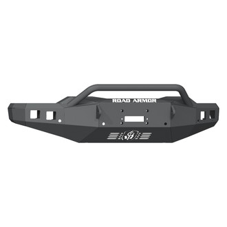 Road Armor® - Stealth Series Full Width Black Powder Coated Front Winch HD Bumper with Hoop