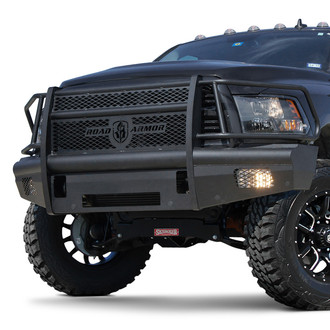 Road Armor® - Vaquero Series Full Width Black Powder Coated Front HD Bumper with Full Grille Guard
