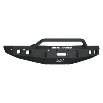 Road Armor® - Stealth Series Full Width Black Powder Coated Front Winch HD Bumper with Hoop