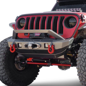 Road Armor® - Stealth Series Mid Width Black Powder Coated Front Winch HD Bumper with Angular Hoop