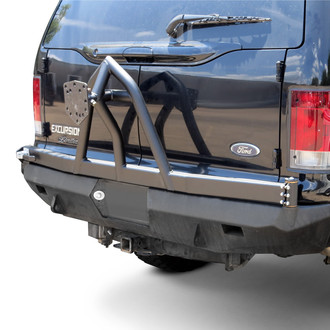 Road Armor® - Stealth Series Full Width Black Powder Coated Rear Winch HD Bumper with Tire Carrier