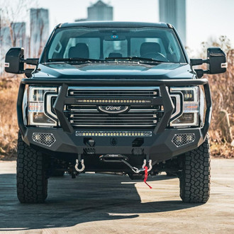Road Armor® - Evolution Full Width Black Powder Coated Front Winch HD Bumper with Reaper Guard