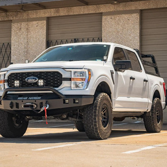 Road Armor® - Stealth Series Full Width Black Powder Coated Front Winch HD Bumper with Hoop