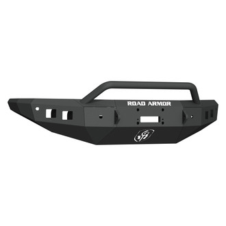Road Armor® - Stealth Series Full Width Black Powder Coated Front Winch HD Bumper with Angular Hoop
