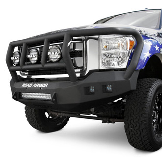 Road Armor® - Stealth Series Full Width Black Powder Coated Front HD Bumper with Titan II Guard