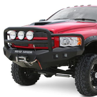 Road Armor® - Stealth Series Full Width Black Powder Coated Front Winch HD Bumper with Lonestar Guard