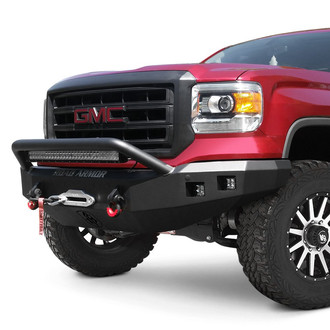 Road Armor® - Stealth Series Full Width Black Powder Coated Front Winch HD Bumper with Hoop