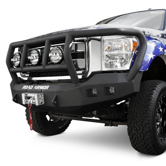 Road Armor® - Stealth Series Full Width Black Powder Coated Front Winch HD Bumper with Titan II Guard