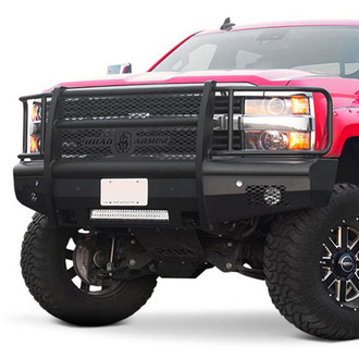 Road Armor® - Vaquero Series Full Width Black Powder Coated Front HD Bumper with Full Grille Guard