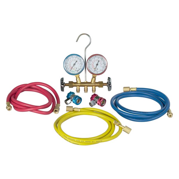 Robinair® - Brass R-134a Manifold Gauge Set with 60" Hoses and 90° Manual Couplers