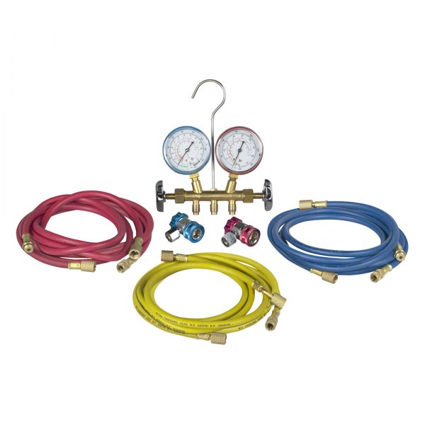 Robinair® - Brass R-12, R-134a Manifold Gauge Set with 60" Hoses and 90° Manual Couplers