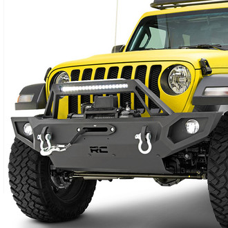 Rough Country® - LED Trail Series Mid Width Black Powder Coated Front Winch HD Bumper with Hoop
