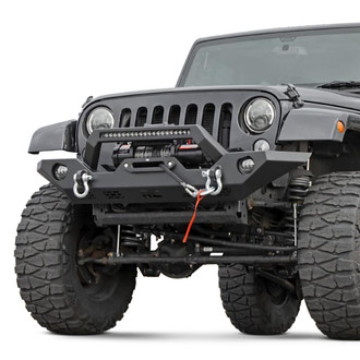 Rough Country® - Mid Width Black Powder Coated Front Winch HD Bumper with Hoop