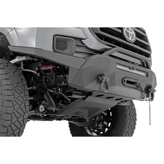 Rough Country® - Hybrid High Clearance Full Width Black Powder Coated Front Winch Modular Bumper with Hoop