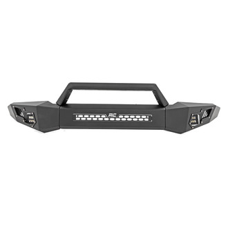Rough Country® - Full Width Black Powder Coated Front Winch Modular Bumper with Hoop