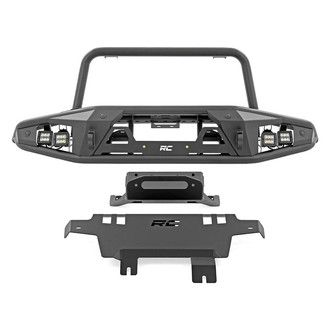 Rough Country® - Mid Width Black Powder Coated Front Winch Pre-Runner Bumper with Hoop